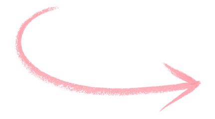 Pink arrow symbol colored pencil isolated on transparent background