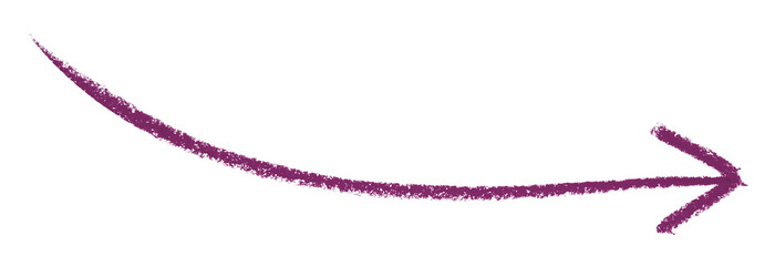 Purple arrow symbol colored pencil isolated on transparent background