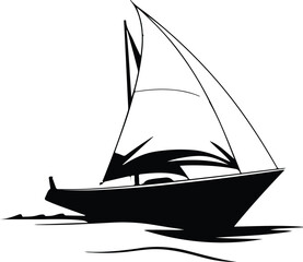 Boat Silhouette Icon Vector Minimalist Nautical Symbol on White Background
