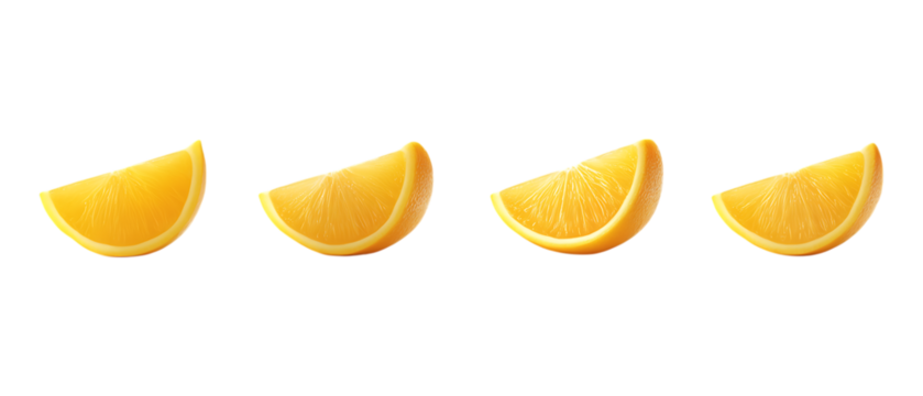 Pack Collection Four Orange Slices Vibrant Citrus Fruit Photography for Websites  Designs set against transparent background
