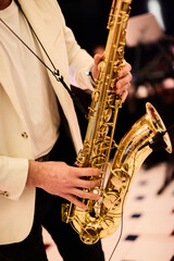 Close-Up of Jazz Musician with Saxophone