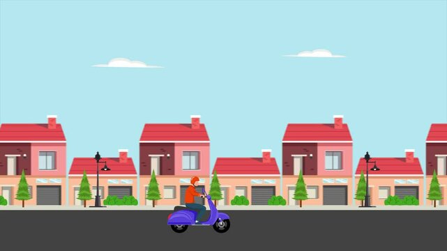 Housing area concept. Full length animation illustration. High quality&nbsp;4k&nbsp;footage