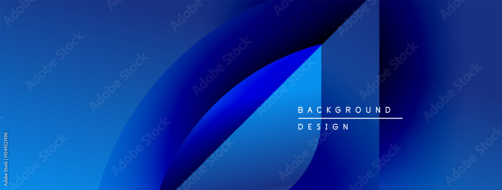 Aufkleber Abstract blue design. Smooth shapes overlap creating dynamic visual effect. Text reads background design. Modern aesthetic.