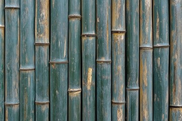 Vibrant green bamboo stalks in natural setting. AI generative