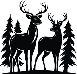 Collection of silhouettes of animals: deer