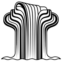 Cascading Waterfall with Layered Lines and Flowing Curves – Line Art Illustration