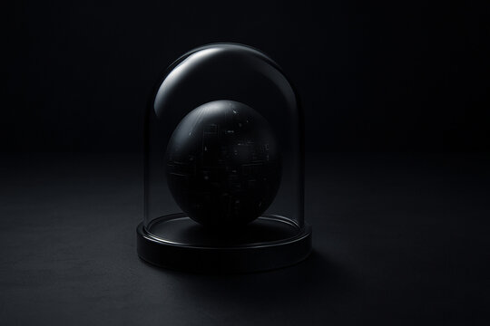 Digital sphere protected under glass dome