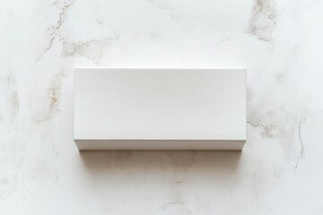 Minimalist white rectangular box on white surface. AI generated
