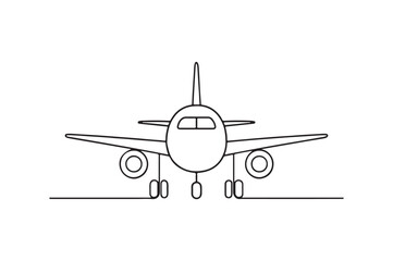 Airplane Front View continuous one line drawing minimalism design
