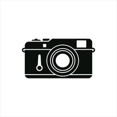 Minimalist Camera Icon Silhouette Vector Isolated on White Background