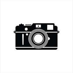 Minimalist Camera Icon Silhouette Vector Isolated on White Background