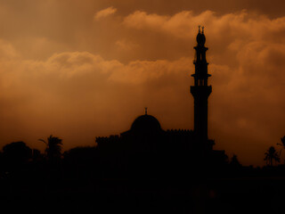 mosque at sunset