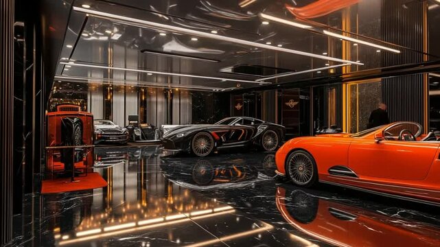 Luxury Car Showroom: Opulent Garage Interior Design