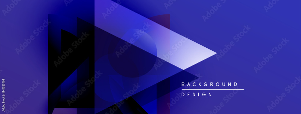 Poster Abstract geometric shapes overlap, creating dynamic blue gradients. Minimalist text reads background design. Modern visual composition.