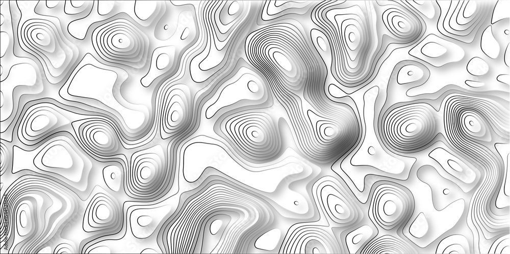 Poster paper cut 3d render topography abstract, beautiful white background. geometric map relief texture wi