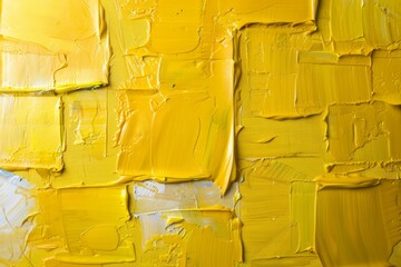 Photo of Many rough yellow smears of acrylic oil paint on flat surface. Background texture for backdrops or mapping