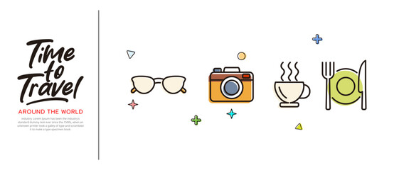 Travel concept vector icon illustration in flat style design. travel icon with vacation background