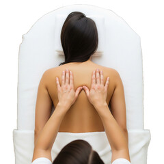 top view of woman receiving back massage on Isolated transparent background png. generated with AI