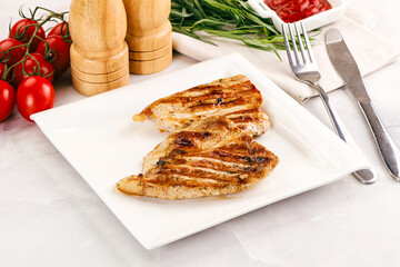 Grilled pork steak with sauce