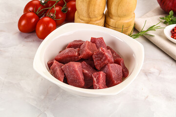 Raw beef cubes for cooking