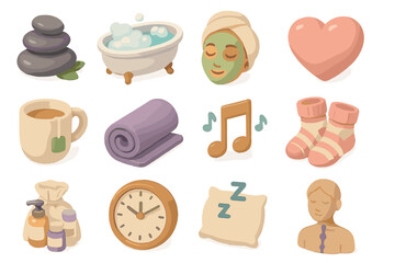 Relaxing spa day essentials with aromatherapy, music, and sleep aids