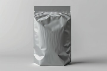 Blank Foil plastic pouch coffee bag on white background. Packaging template mockup. Professional photo