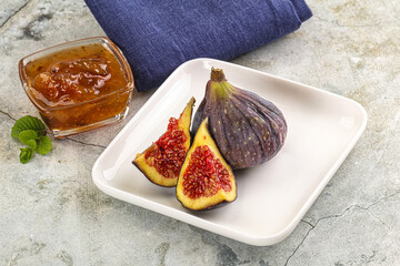 Purple ripe fig with cut