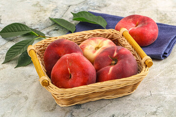 Ripe sweet and juicy Flat peach
