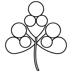 Three-Leaf Clover with Round Leaves – Line Art Illustration