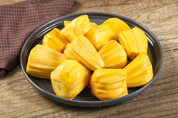 Raw ripe yellow jackfruit segment