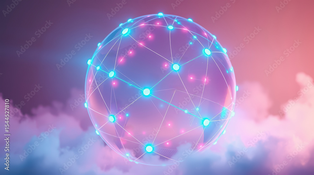 Aufkleber digital globe and network data