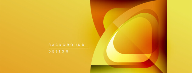 Abstract yellow design. Overlapping shapes create dynamic visual effect. Warm tones dominate composition, suggesting energy, modernity.