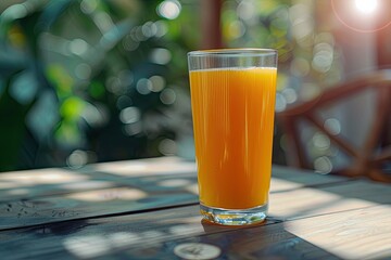 Vibrant Color Image of a Glass of Orange Juice in the Daylight