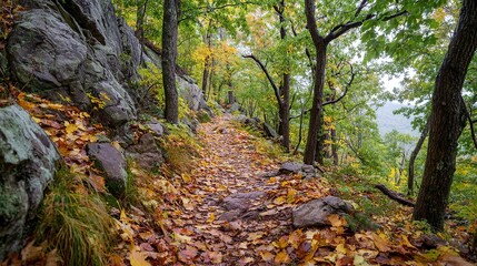 Leaf Covered Hiking Trail in Shenandoah National Park