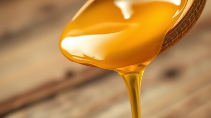 Golden Honey Dripping from Spoon