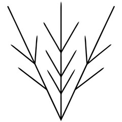 Symmetrical Needle Branch – Clean and Crisp Line Art Illustration