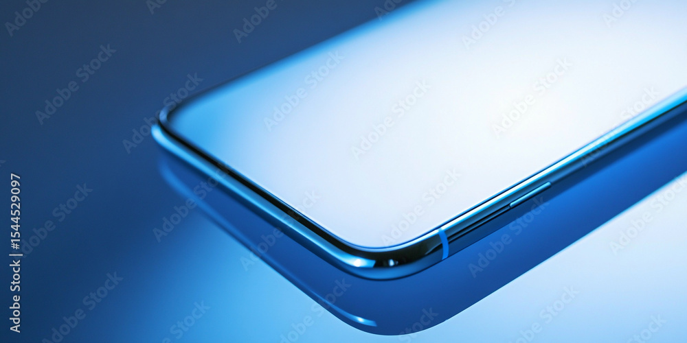 Poster Futuristic soft-lit smartphone showcasing sleek design and features Generative AI