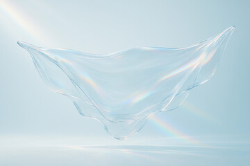 透明 薄膜 軽やか 曲線 揺らめき 光沢 虹色 しわ ドレープ 優雅 エレガント 清らか 静寂 柔らかい 浮遊感 空気感 流線型 微細 繊細 美しい
