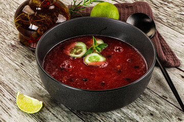 Sweet watermelon gazpacho with cucmber