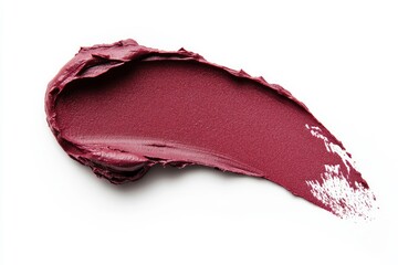 Rich plum lipstick swatch on white background. AI generated