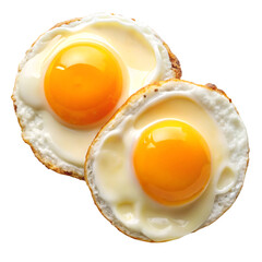 Two Sunny Side Up Eggs Golden Yolks White Egg Whites Fried Food Breakfast Meal isolated on a transparent background
