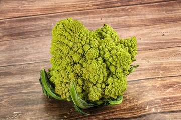 Green raw fresh ripe Romanesco cabbage