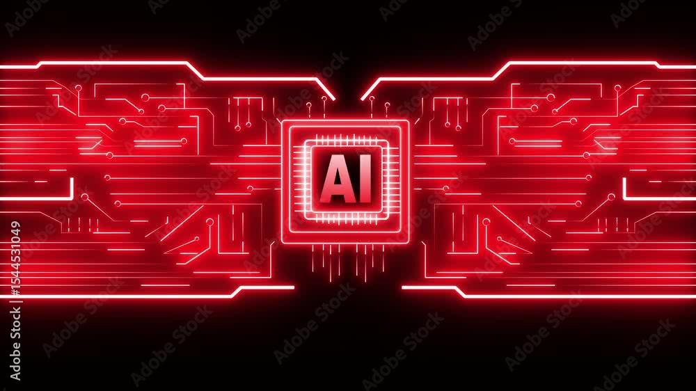 Poster ai technology presents a glowing ai microchip, symbolizing innovation and technological advancement 