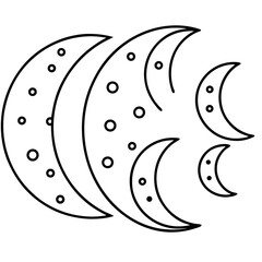 Moon Phases from New to Full – Simple Crescent Line Art Series