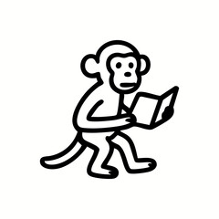 Monkey reading a book