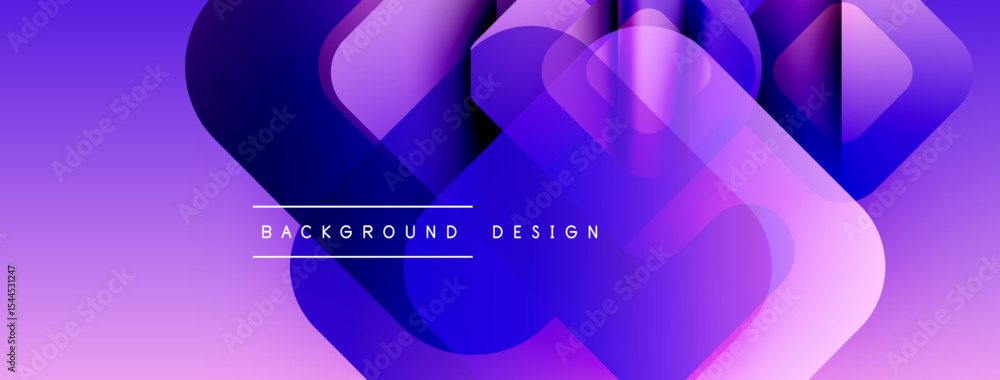Poster Abstract purple design features overlapping shapes. Gradient colors create dynamic visual effect. Text reads background design.