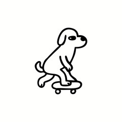 Cartoon dog riding a skateboard