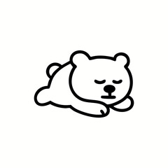 Simple black line drawing of a sleeping bear