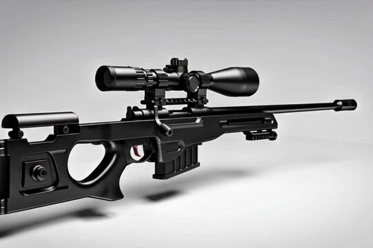 Modern Tactical Sniper Rifle on Clean Background