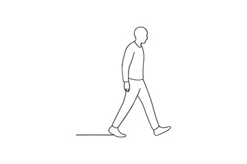 Person walking continuous one line drawing minimalism design